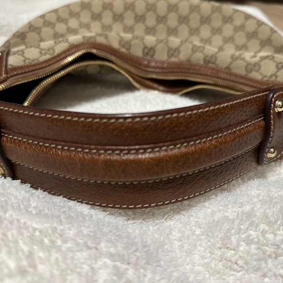 Gucci GG Bamboo Canvas Leather Hobo  Bag  PREOWNED/USED - Picture 4 of 9